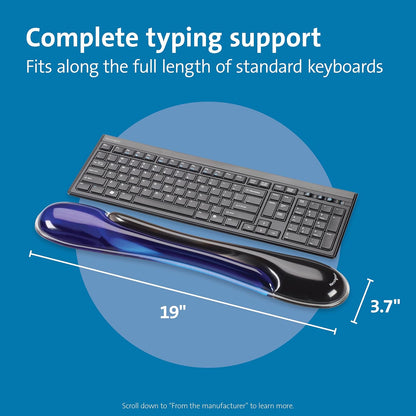 Kensington Duo Gel Keyboard Wrist Rest, Ergonomic Support with Ventilation Channel, Universal Compatibility (K62397AM) Blue