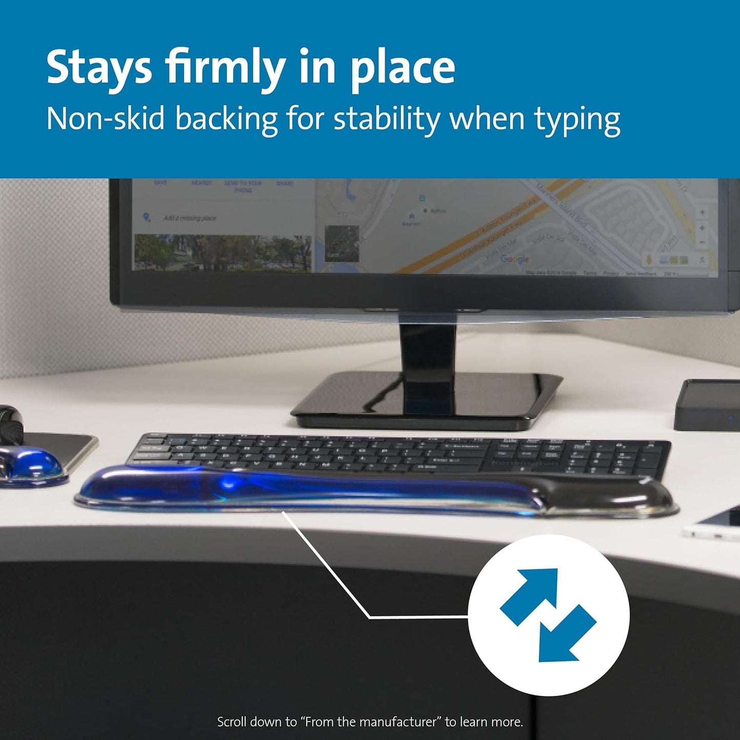 Kensington Duo Gel Keyboard Wrist Rest, Ergonomic Support with Ventilation Channel, Universal Compatibility (K62397AM) Blue