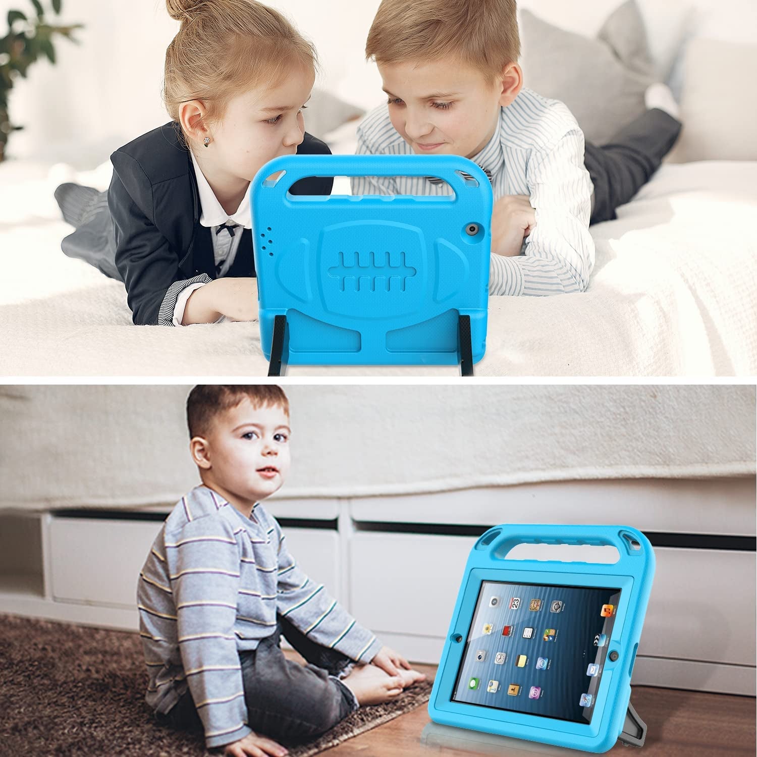 Kids Case Built-In Screen Protector for Ipad 2 3 4 （Old Model）- Shockproof Handle Stand Kids Friendly Compatible with Ipad 2Nd 3Rd 4Th Generation (Turquoise)