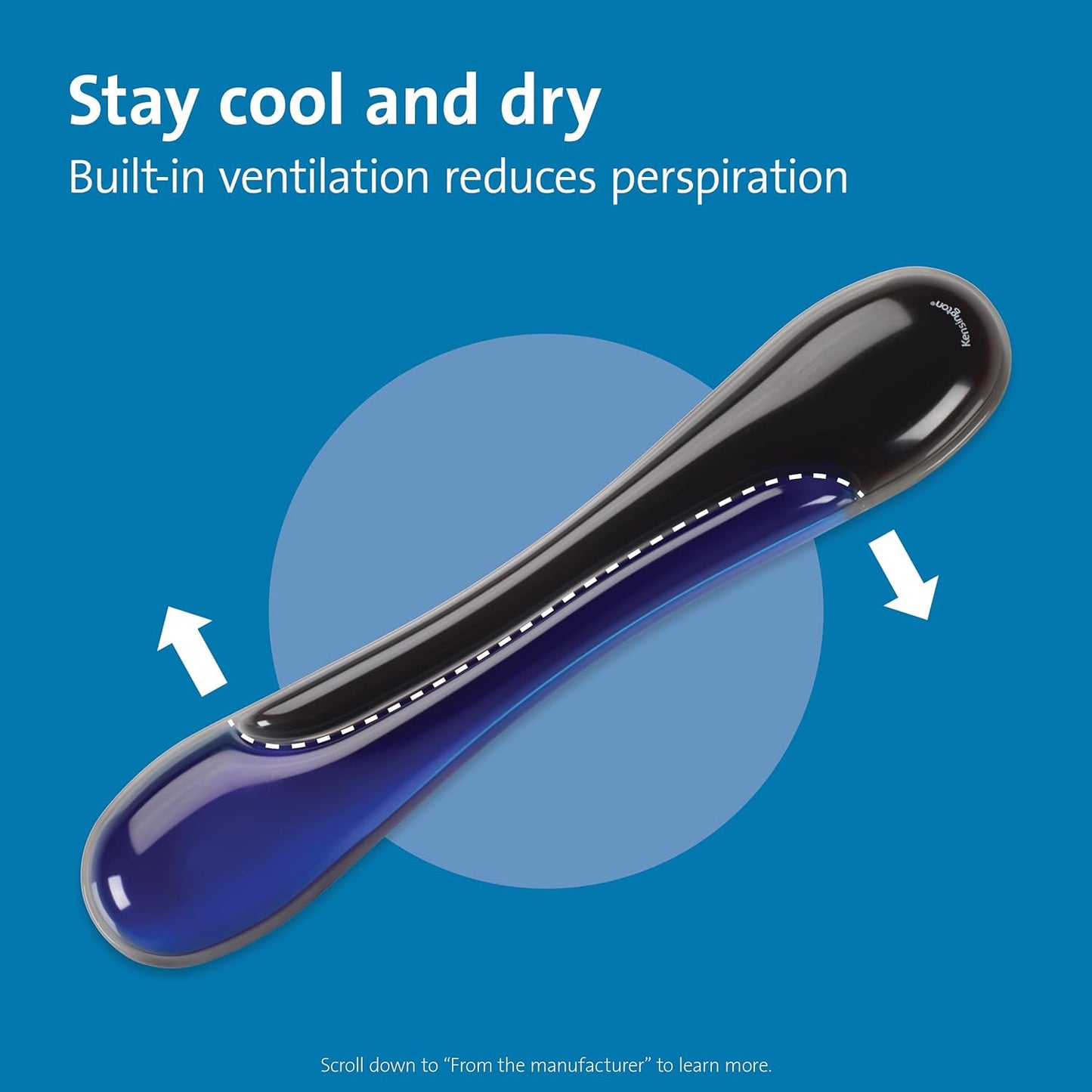 Kensington Duo Gel Keyboard Wrist Rest, Ergonomic Support with Ventilation Channel, Universal Compatibility (K62397AM) Blue