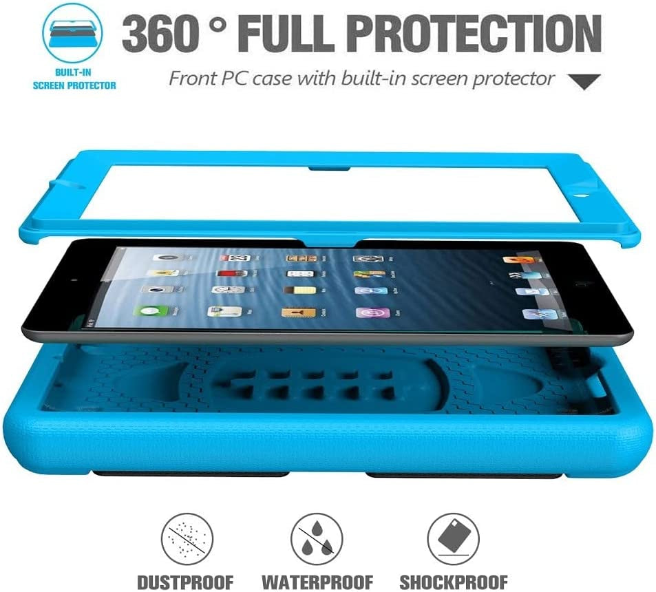 Kids Case Built-In Screen Protector for Ipad 2 3 4 （Old Model）- Shockproof Handle Stand Kids Friendly Compatible with Ipad 2Nd 3Rd 4Th Generation (Turquoise)