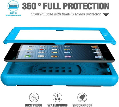 Kids Case Built-In Screen Protector for Ipad 2 3 4 （Old Model）- Shockproof Handle Stand Kids Friendly Compatible with Ipad 2Nd 3Rd 4Th Generation (Turquoise)