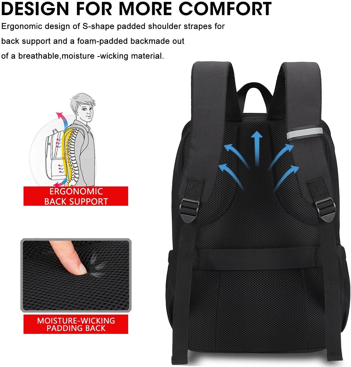 Deep Storage Laptop Backpack Business Anti-Theft Backpacks[Water Resistant] College Computer Bookbag Fits 15 Inch Laptop Black
