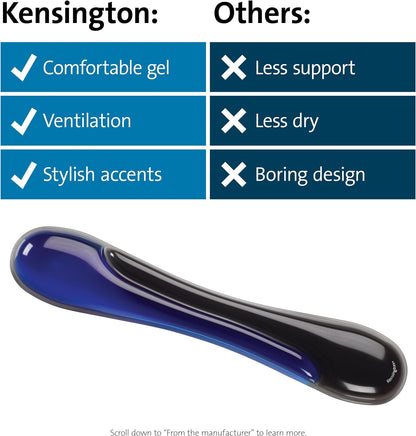 Kensington Duo Gel Keyboard Wrist Rest, Ergonomic Support with Ventilation Channel, Universal Compatibility (K62397AM) Blue