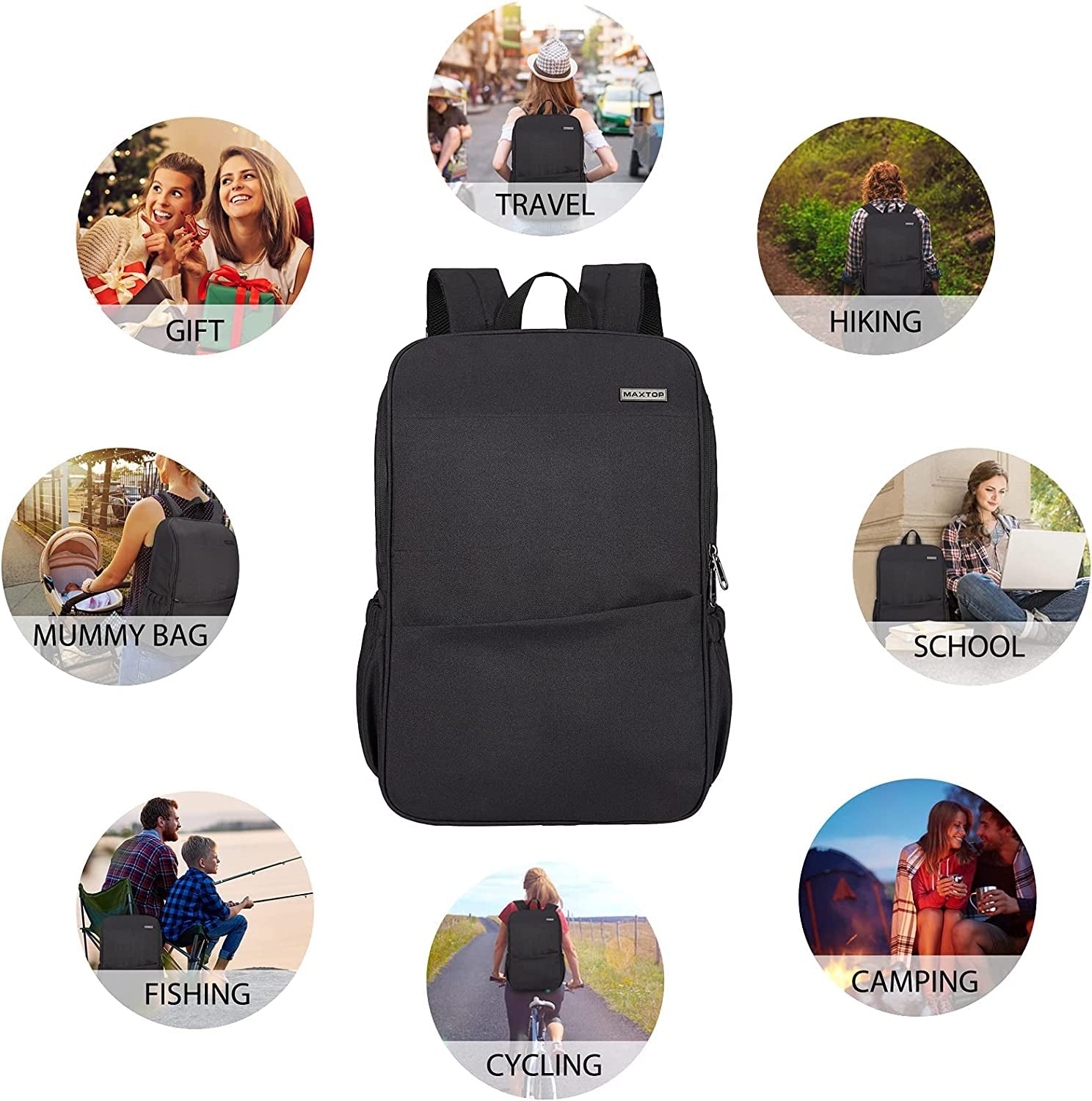 Deep Storage Laptop Backpack Business Anti-Theft Backpacks[Water Resistant] College Computer Bookbag Fits 15 Inch Laptop Black