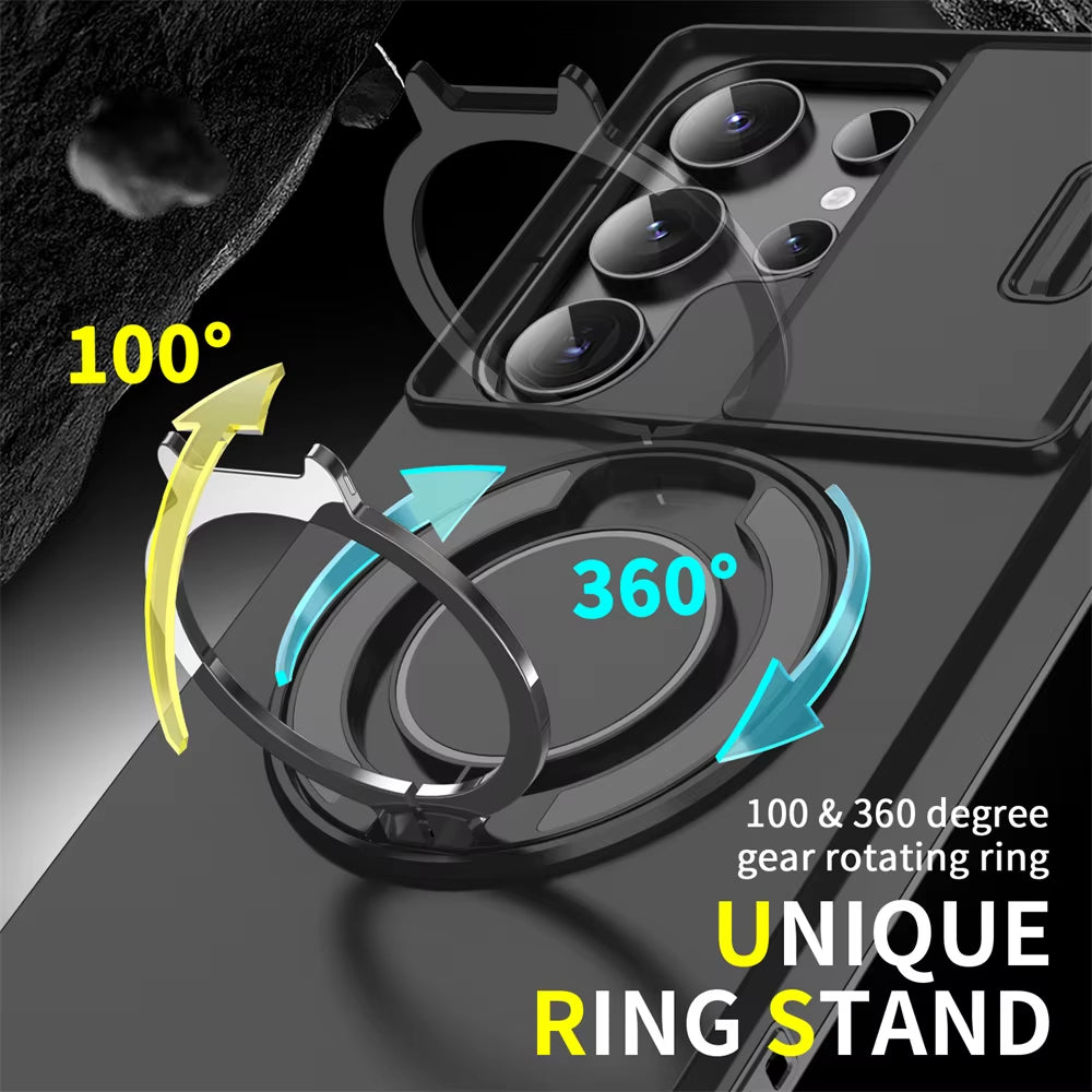 Slide Camera Protection Magnetic Stand Phone Case for Samsung S26 S25 Edge S24 S23 plus S21 S22 Ultra FE A54 A15 A05 A05S Cover