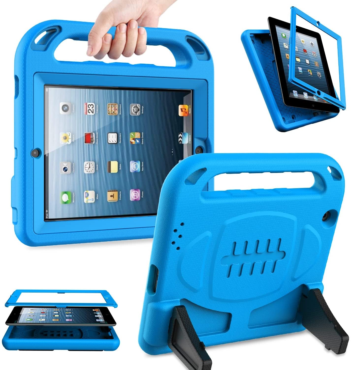 Kids Case Built-In Screen Protector for Ipad 2 3 4 （Old Model）- Shockproof Handle Stand Kids Friendly Compatible with Ipad 2Nd 3Rd 4Th Generation (Turquoise)
