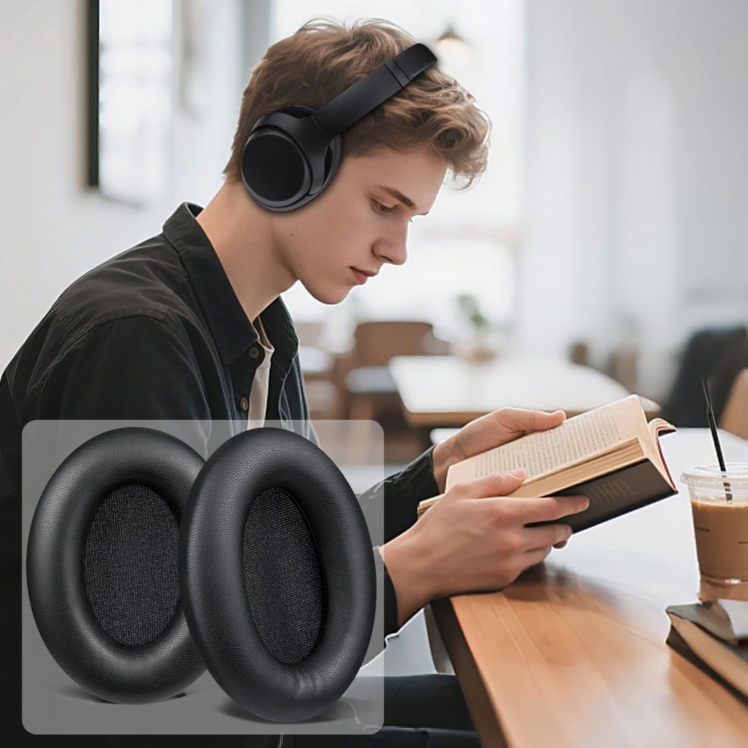 Earpads for Sony WH-1000XM3 Over-Ear Headphones, Softer Protein Leather, Noise Isolation Memory Foam, Added Thickness (Black)