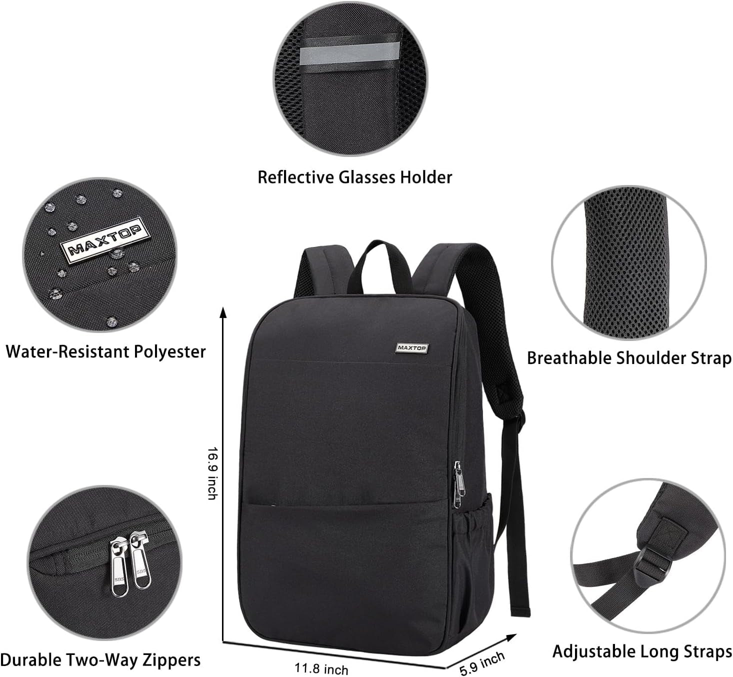 Deep Storage Laptop Backpack Business Anti-Theft Backpacks[Water Resistant] College Computer Bookbag Fits 15 Inch Laptop Black