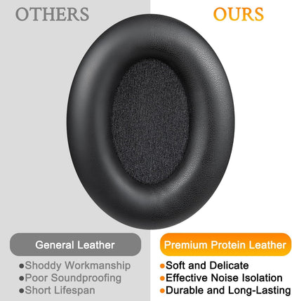 Earpads for Sony WH-1000XM3 Over-Ear Headphones, Softer Protein Leather, Noise Isolation Memory Foam, Added Thickness (Black)